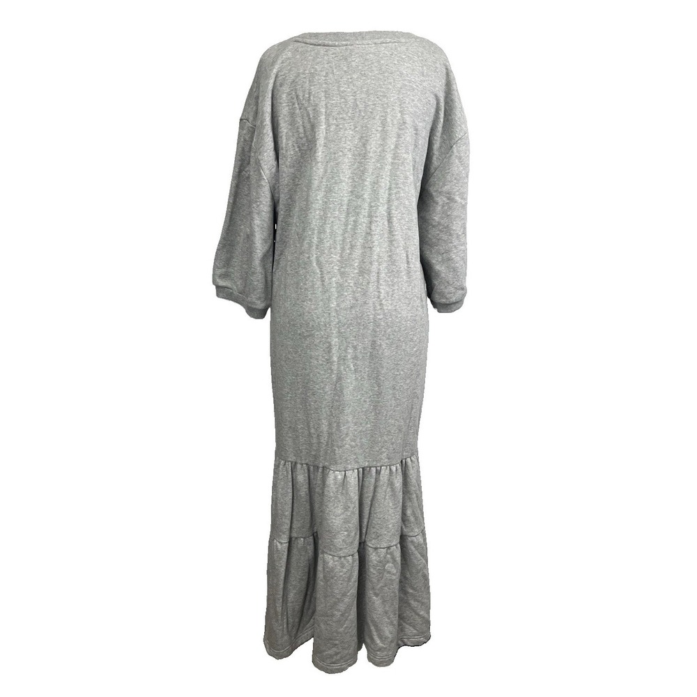 Anthropologie Daily Practice Tiered Lounge Midi Dress XL Gray Day Dress Casual - Picture 6 of 11